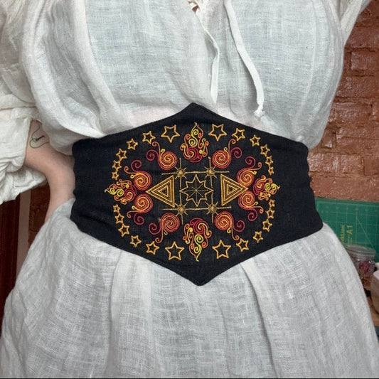 Custom Embroidered Corset Belt